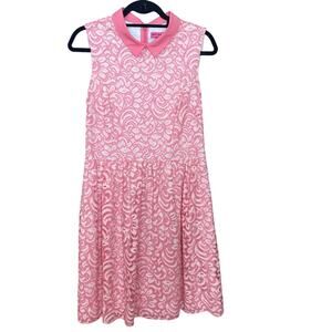Betsey Johnson Lace Dress Womens Size 12 Peach Pink Peter Pan Collar Preppy
